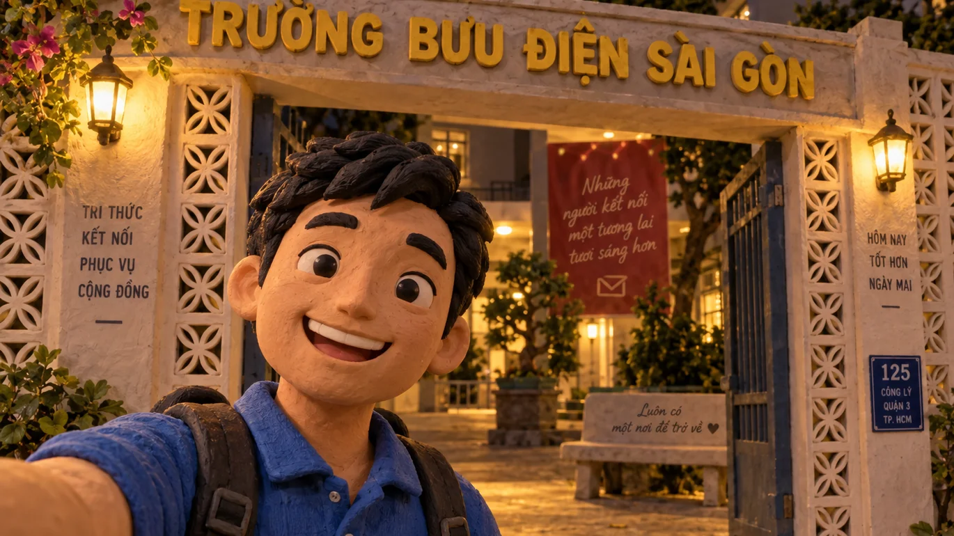 Về đến Trường Bưu Điện Sài Gòn lúc mười giờ đêm